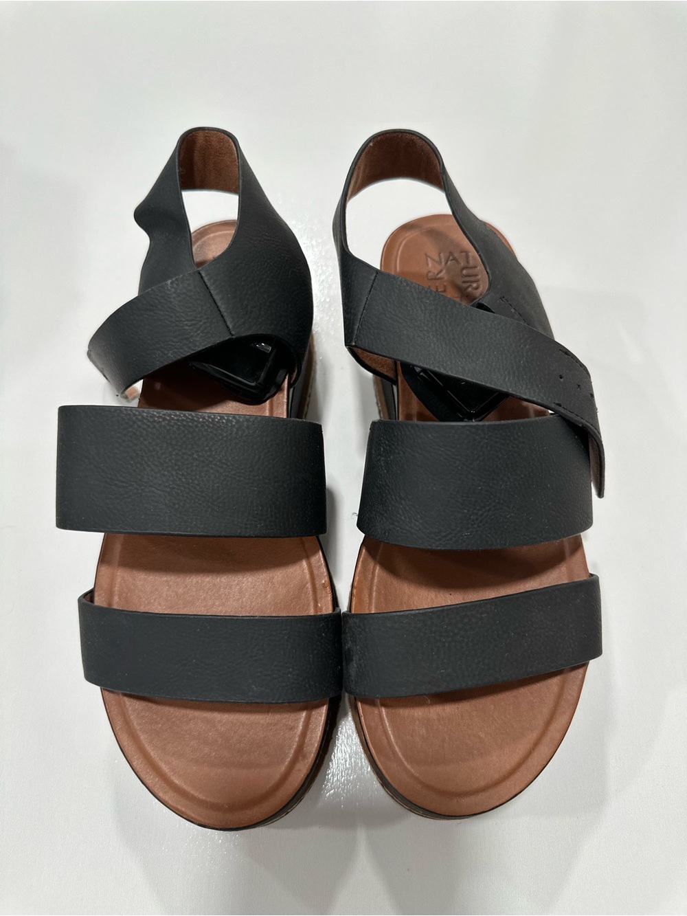 Naturalizer Black Triple-Strap Slingback Sandals